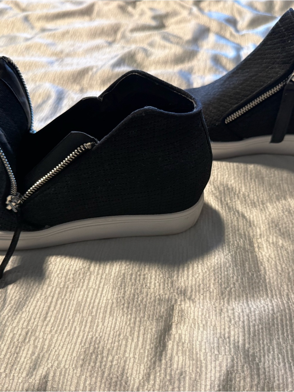Steve Madden Black Slip-On Sneakers with Side Zipper